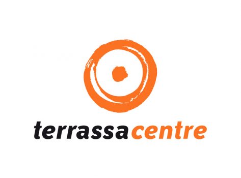 Logotip de Terrassa Centre amb cercles taronges